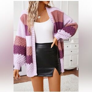 JASCLS Women's chunky cable knit oversized cardigans- SZ S